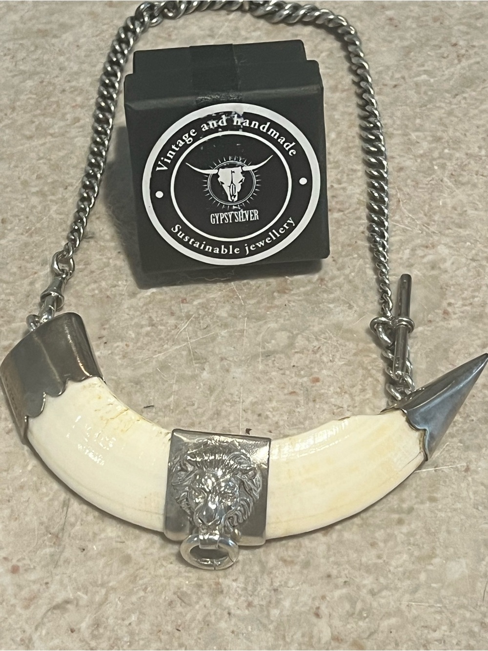 Gypsy Silver - OOAK - Lion Tusk Necklace - OS